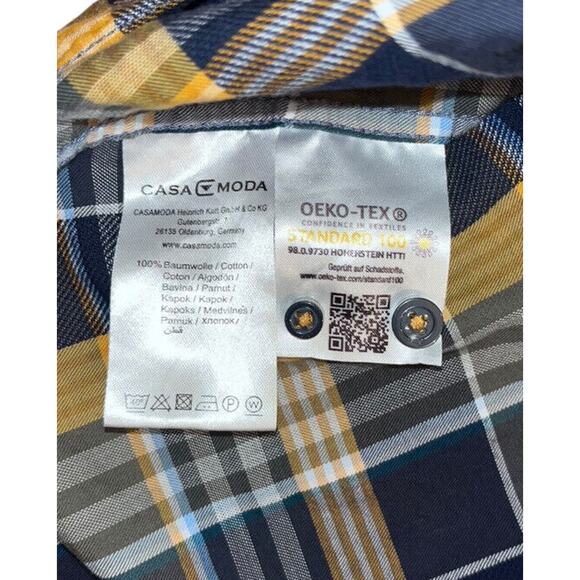 EUC Men's Casa Moda Casual Fit Shirt Size XXL Long Sleeve Plaid Pocket - Picture 8 of 13